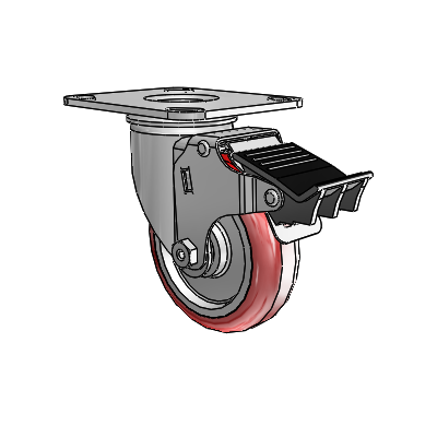 4" Polyurethane 2 Series Swivel Caster - 2.04256.95 MTG27 BRK5 - Colson