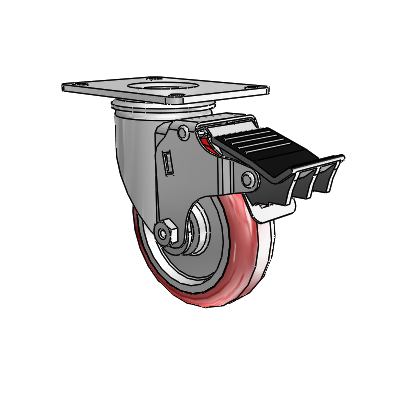 4" Polyurethane 2 Series Swivel Caster - 2.04256.95 MTG59 BRK5 - Colson