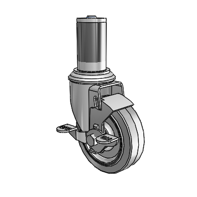 4" Performa Rubber 2 Series Swivel Caster - 2.04267.441 BRK1 MTG46