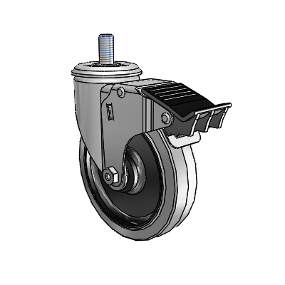 5" Performa Rubber 2 Series Swivel Caster - 2.05254.445 COND MTG11 BRK5 - Colson