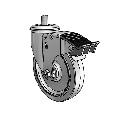 5" Performa Rubber 2 Series Swivel Caster - 2.05254.445 MTG10 BRK5 - Colson