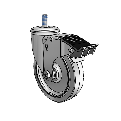 5" Performa Rubber 2 Series Swivel Caster - 2.05254.445 MTG11 BRK5 - Colson