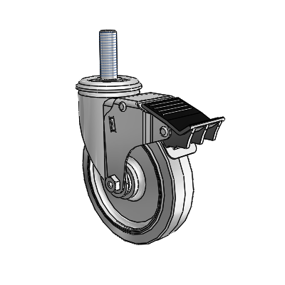 5" Performa Rubber 2 Series Swivel Caster - 2.05254.445 MTG13 BRK5 - Colson