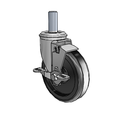 5" Polyolefin 2 Series Swivel Caster - 2.05254.53 MTG15 BRK1 - Colson