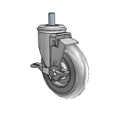 5" Performa Rubber 2 Series Swivel Caster - 2.05254.565 MTG11 BRK1 - Colson