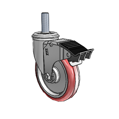 5" Polyurethane 2 Series Swivel Caster - 2.05254.91 MTG13 BRK5 - Colson