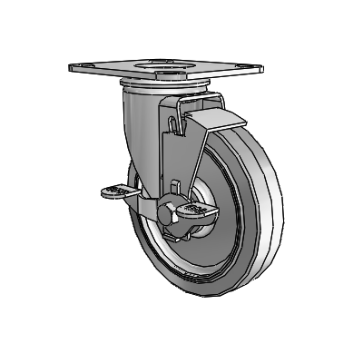 5" Performa Rubber 2 Series Swivel Caster - 2.05256.441 MTG27 BRK1 - Colson