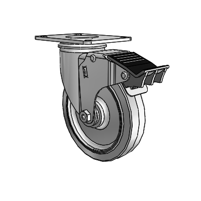 5" Performa Rubber 2 Series Swivel Caster - 2.05256.441 MTG59 BRK5 - Colson