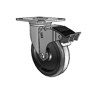 5" Polyolefin 2 Series Swivel Caster - 2.05256.53 MTG27 BRK5 - Colson