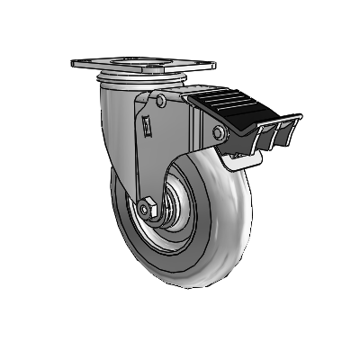 5" Performa Rubber 2 Series Swivel Caster - 2.05256.565 BRK5 - Colson