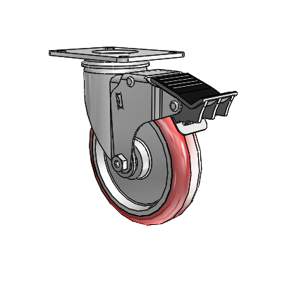 5" Polyurethane 2 Series Swivel Caster - 2.05256.95 MTG59 BRK5