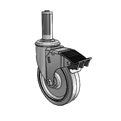 5" Performa Rubber 2 Series Swivel Caster - 2.05267.445 BRK5 MTG42 - Colson
