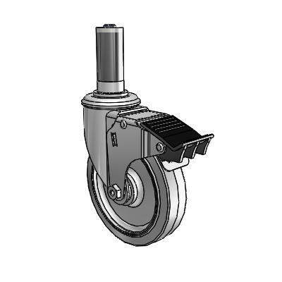 5" Performa Rubber 2 Series Swivel Caster - 2.05267.445 BRK5 MTG43 - Colson