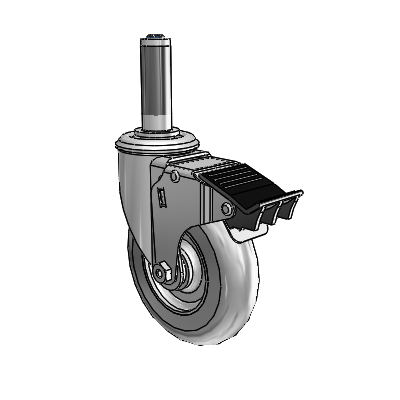 5" Performa Rubber 2 Series Swivel Caster - 2.05267.565 BRK5 MTG41 - Colson