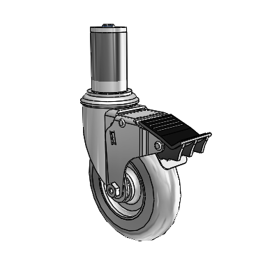 5" Performa Rubber 2 Series Swivel Caster - 2.05267.565 BRK5 MTG46 - Colson