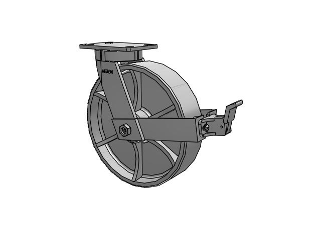 12"x 3" Cast Iron Swivel w/ Face Brake Albion Empire 370 Series Caster  - 370CA12501SFBB - Albion