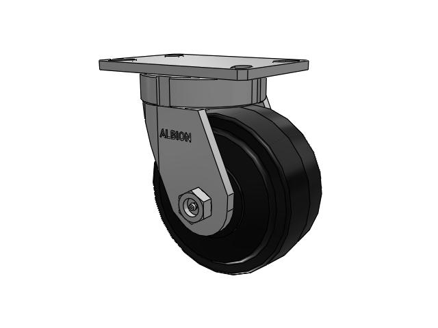6" x 3" Swivel Albion Empire 370 Series Caster w/ Moldon Rubber Wheel - 370MR06501S