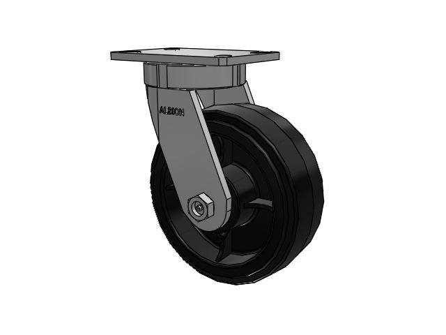 8" x 3" Swivel Albion Empire 370 Series Caster w/ Moldon Rubber Wheel - 370MR08501S - Albion