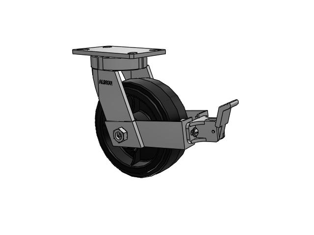 8" x 3" Swivel Albion Empire 370 Series Caster w/ Moldon Rubber Wheel and Face Contact Brake Kit - 370MR08501SFBB - Albion