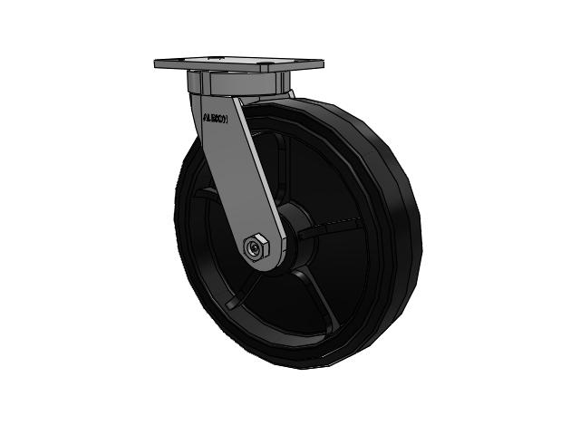 12" x 3" Swivel Albion Empire 370 Series Caster w/ Moldon Rubber Wheel - 370MR12501S - Albion