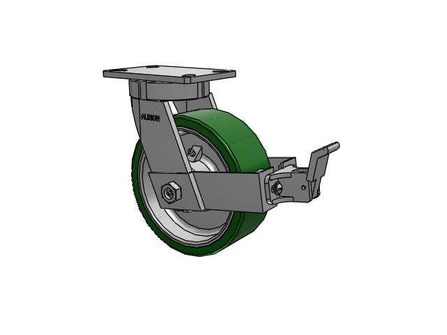 8" x 3" Swivel Albion Empire 370 Series Caster w/ Polyurethane Wheel & Face Brake (FBB)  - 370PE08501SFBB - Albion