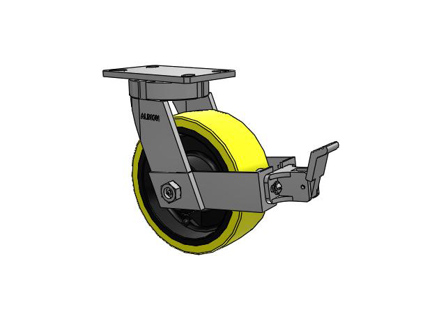 8"x 3" Swivel Albion Empire 370 Series Caster w/ Ergonomic Polyurethane Wheel and Face Contact Brake Kit- 370PF08528SFBB - Albion