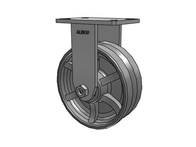 8"x 3" Cast Iron Rigid V-Groove Albion Empire 370 Series Caster  - 370VG08501R - Albion