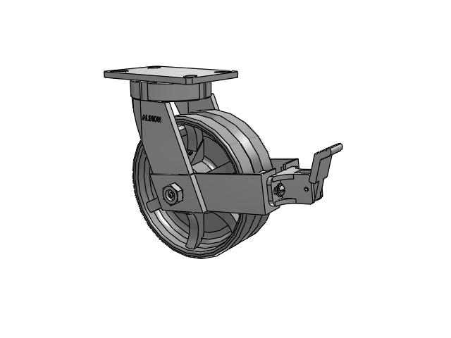 8" x 3" Cast Iron Swivel V-Groove Albion Empire 370 Series Caster w/ Face Brake - 370VG08501SFBB - Albion
