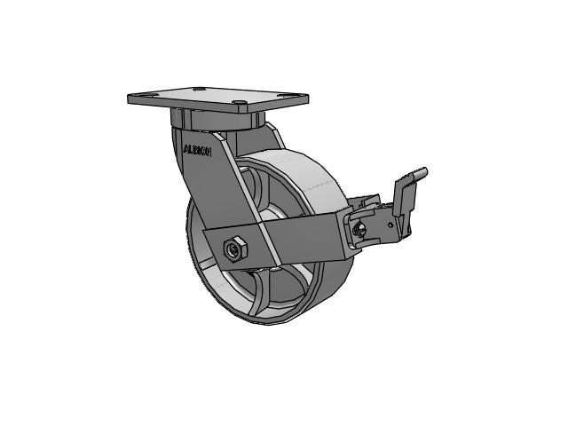 8" x 3" Cast Iron (CA) Swivel Albion Empire 470 Series Caster w/Face Brake (FBB) - 470CA08501SFBB - Albion