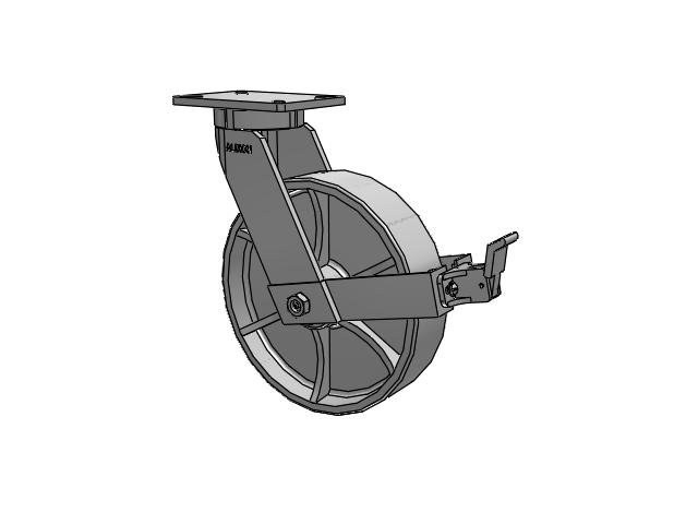 12" x 3" Cast Iron (CA) Swivel Albion Empire 470 Series Caster w/ Face Brake (FBB) - 470CA12501SFBB - Albion