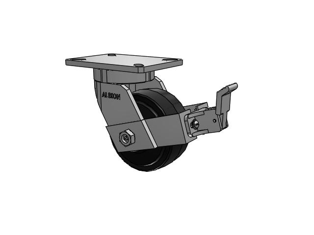 6" x 3" Moldon Rubber (MR) Wheel Swivel Albion Empire 470 Series Casterw/ Face Brake (FBB)  - 470MR06501SFBB - Albion