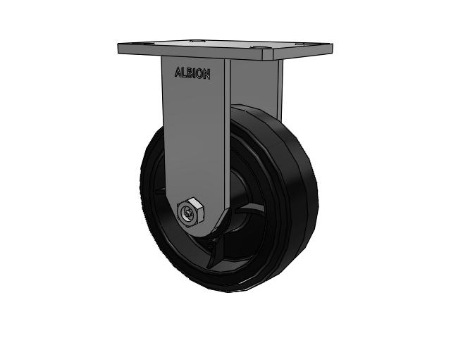 8" x 3" Moldon Rubber (MR) Wheel Rigid Albion Empire 470 Series Caster  - 470MR08501R - Albion