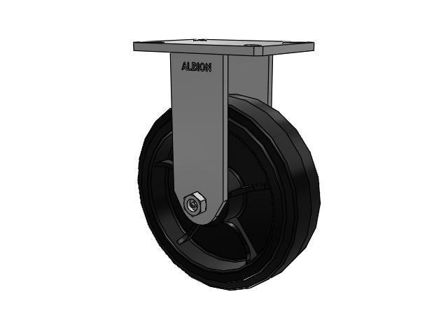 10" x 3" Moldon Rubber (MR) Wheel Rigid Albion Empire 470 Series Caster  - 470MR10501R - Albion