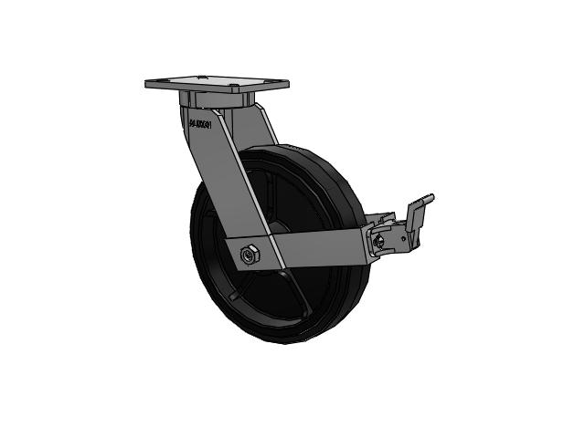 12" x 3" Moldon Rubber (MR) Wheel Swivel Albion Empire 470 Series Caster w/ Face Brake (FBB) - 470MR12501SFBB - Albion