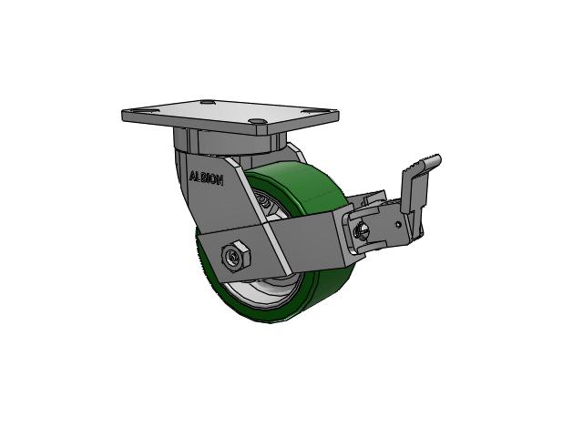 6" x 3" Polyurethane (PE) Wheel Swivel Albion Empire 470 Series Caster w/ Face Brake (FBB) - 470PE06501SFBB - Albion
