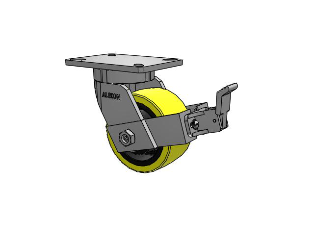 6" x 3" Polyurethane (PF) Wheel Swivel Albion Empire 470 Series Caster w/ Face Brake (FBB) - 470PF06528SFBB - Albion