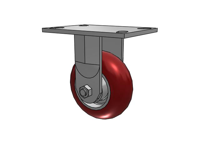 5" x 2" Rigid Caster with Polyurethane on Aluminum Round Tread Wheel, Albion 62 Series - 62AX05228R - Albion