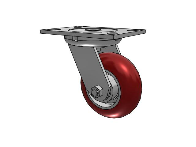 5"x 2" Swivel Caster with Polyurethane on Aluminum Round Tread Wheel, Albion 62 Series - 62AX05228S - Albion