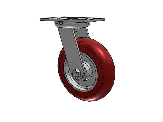 8 x 2" Swivel Caster with Polyurethane on Aluminum Round Tread Wheel, Albion 62 Series - 62AX08228S - Albion