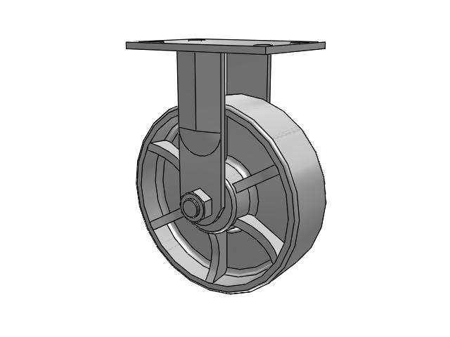 8"x 2-1/2" Rigid Caster with Cast Iron Wheel, Albion 62 Series - 62CA08407R - Albion