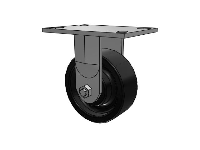 5"x 2" Rigid Caster with Ductile Iron Flat Tread Wheel - 62FM05201R - Albion