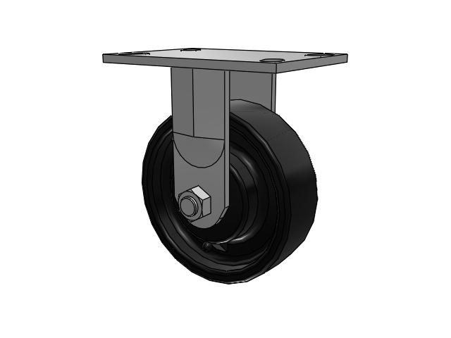 6"x 2" Rigid Caster with Ductile Round Iron Tread Wheel, Albion 62 Series - 62FR06201R - Albion