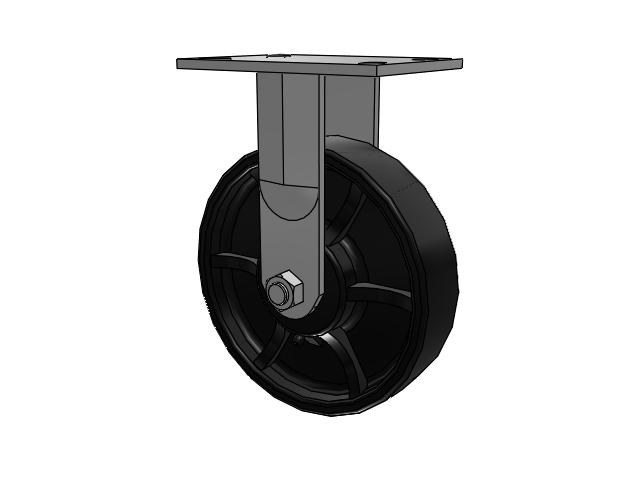 8 x 2" Rigid Caster with Ductile Round Iron Tread Wheel, Albion 62 Series - 62FR08201R - Albion