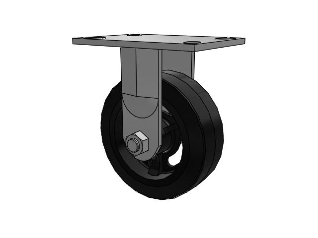 6"x 2" Rigid Caster with Moldon Rubber on Cast Iron Wheel, Albion 62 Series - 62MR06201R - Albion