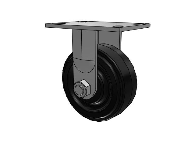6"x 2-1/2" Rigid Caster with Moldon Rubber on Cast Iron Wheel, Albion 62 Series - 62MR06407R - Albion