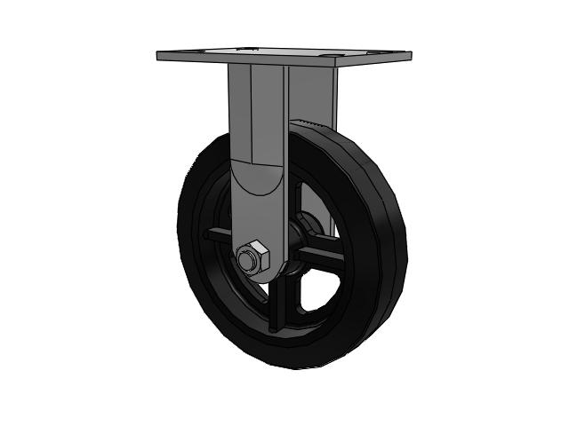 8"x 2" Rigid Caster with Moldon Rubber on Cast Iron Wheel, Albion 62 Series - 62MR08201R - Albion