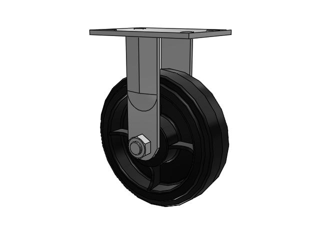 8"x 2-1/2" Rigid Caster with Moldon Rubber on Cast Iron Wheel, Albion 62 Series - 62MR08407R - Albion