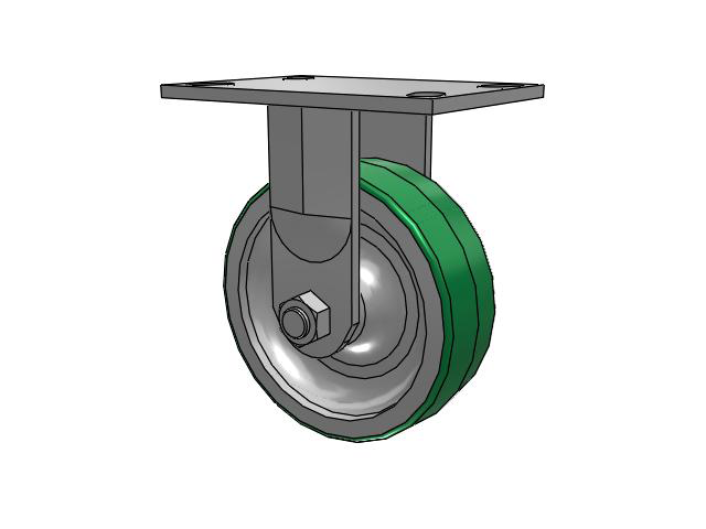 6" x 2" Rigid Caster with Polyurethane on Aluminum Wheel, Albion 62 Series - 62PD06201R - Albion