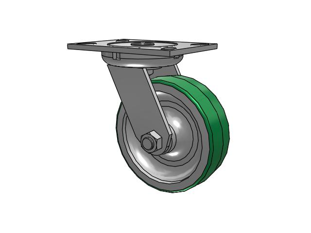 6" x 2" Swivel Caster with Polyurethane on Aluminum Wheel, Albion 62 Series - 62PD06201S - Albion