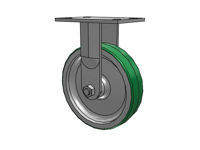8" x 2" Rigid Caster with Polyurethane on Aluminum Wheel, Albion 62 Series - 62PD08201R - Albion